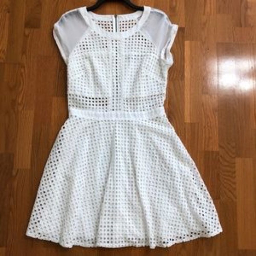 Sam Edelman White Capped Sleeve Eyelet Mini dress